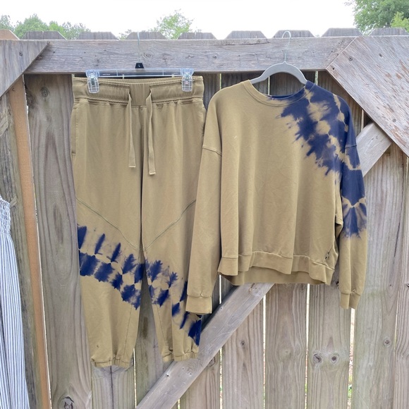 JoyLab Other - Joy Lab Army Green Tie Dye Cozy Comfy French Terry Cloth Loungewear Set
